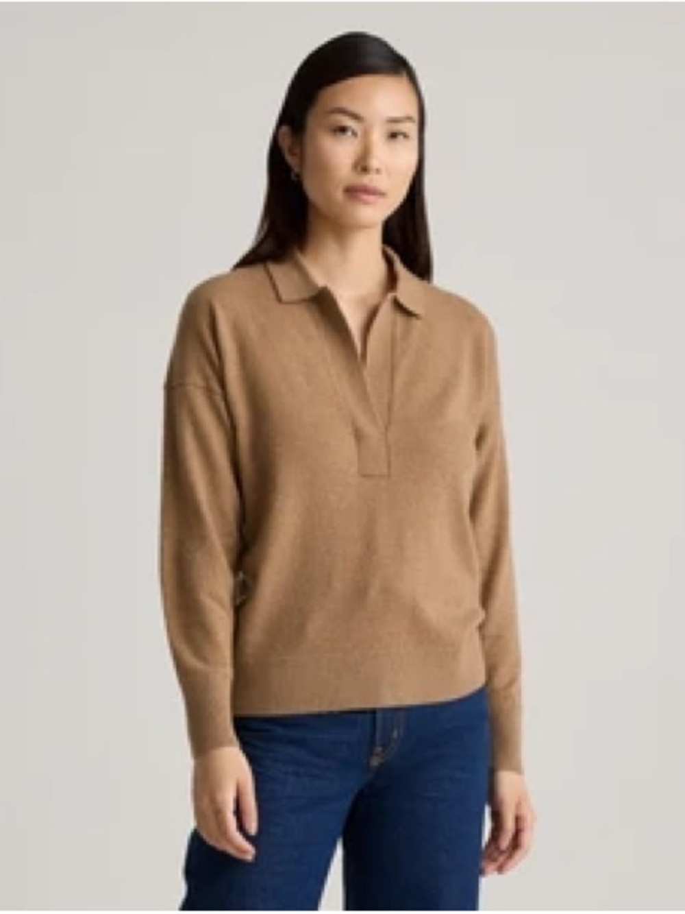 NWOT Quince Mongolian Cashmere Polo Sweater in Teak Size M